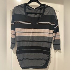 James Perse V-Neck Striped Top Size S